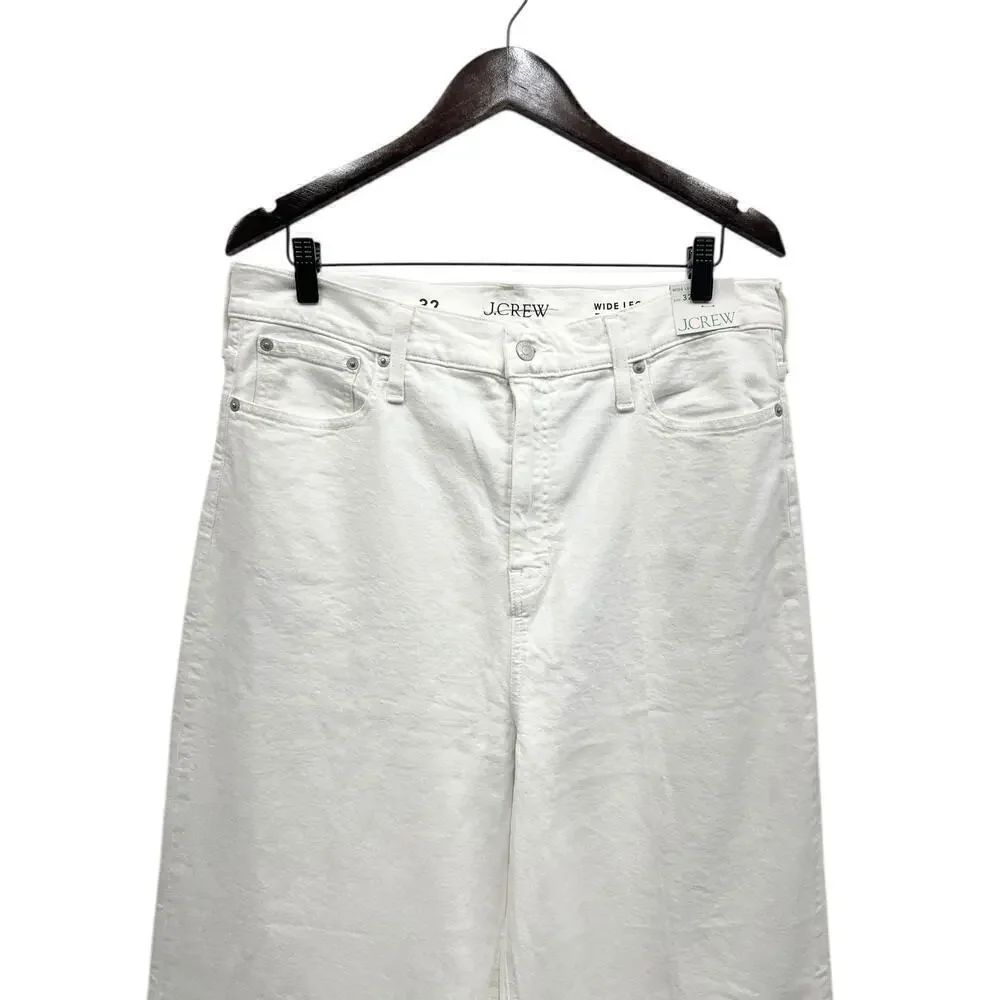 J.Crew Wide-leg denim trouser in white BM338 size 32 NWT
